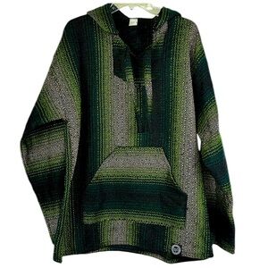 ORIZABA ORIGINAL Baja hoodie long sleeve kangaroo pocket blue-green Sz XL